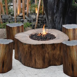 Brasero bois design rond