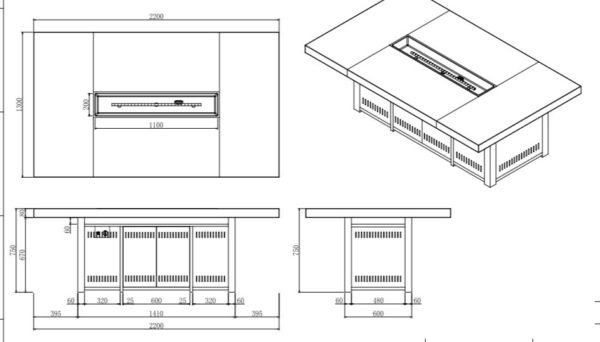 TABLE BRASERO VESUVIO RECTANGLE – Image 10